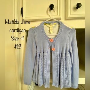 Matilda Jane Cardigan. Girls Size 4.
Smoke free home.